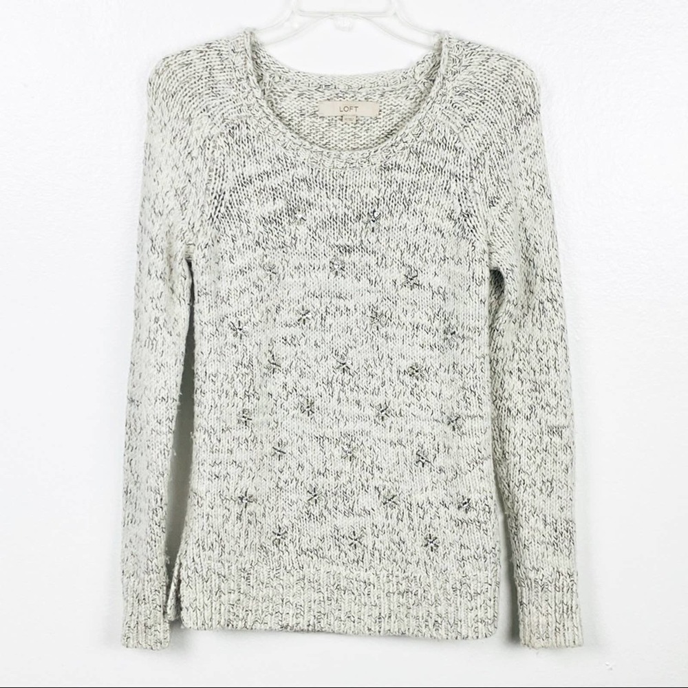 ANN TAYLOR LOFT Loft Wool Blend Snowflakes Sweater Size XS Neutral Winter Cozy